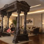 Timeless Elegance: Explore Our Exquisite Chocolate Brown Two-Seated Four-Poster Indian Swing