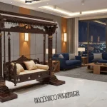 Chinioti Wooden Jhoola: Elegance in Brown with Subtle Inlay Work