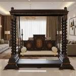 Rosewood Jhoola in Rich Brown with Light Inlay Work – Ideal for Classical and Spacious Homes