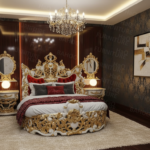 White Gold Round Bed Designs