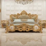 Gold leafing carved bed