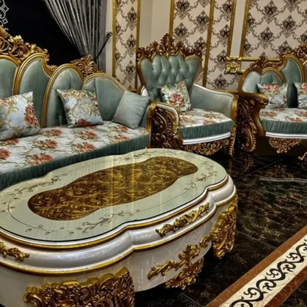 European Court Sofa Handcrafted in Pakistan by Haq Bahoo Furniture