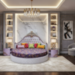upholstered round bed
