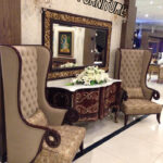 High Back Lord Chairs with Elegant Console and Large Mirror