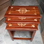 rosewood nest of tables with top inlaid