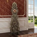 Ridgeway grandfather clock handmade in rosewood with golden antique finish, 60-inch hand-carved floor clock