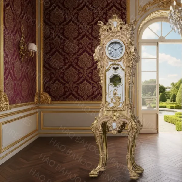 wooden grandfather clock, totally hand made hand carved