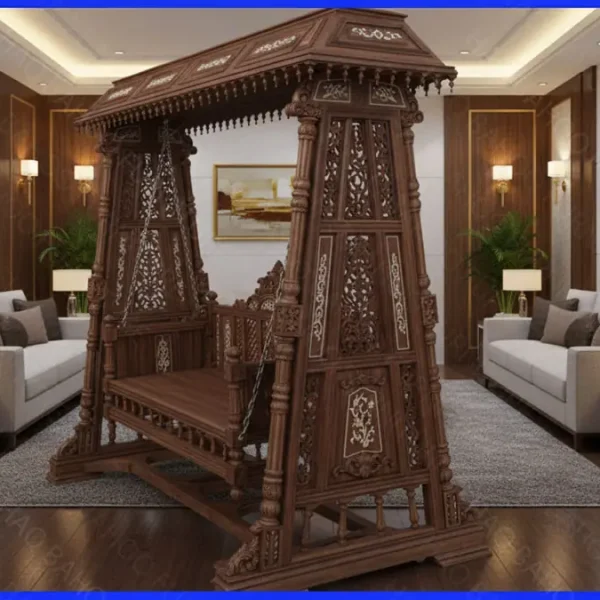 wooden cane sea green swing