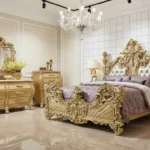 luxury golden hand made bedroom in australia made by haq bahoo furniture