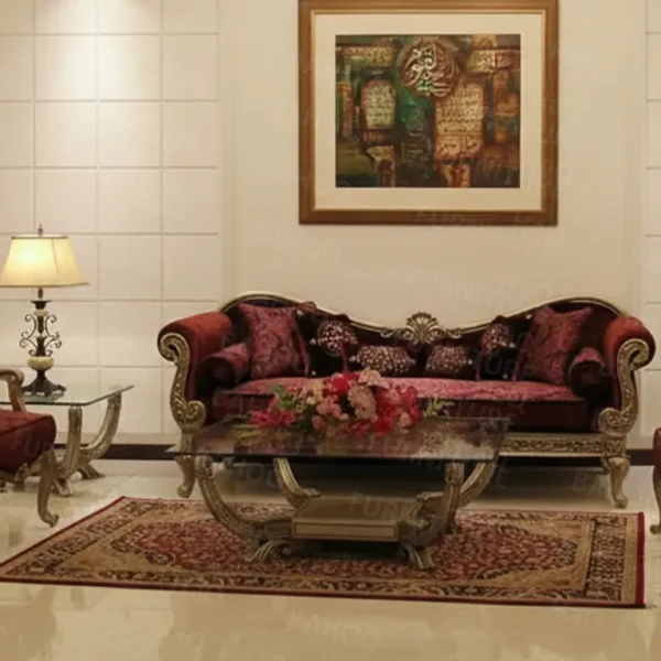 Pakistani rosewood 5-seater sofa set in living room