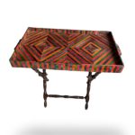 geometric inlay folding tea table