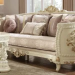 Handmade 7 Seater Rosewood Sofa White and Gold – Haq Bahoo Furniture
