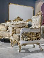 Luxury Sofa Set 7 Seater White Gloss Gold Touch Pakistan