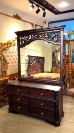 Elegant wooden bed close-up - Chiniot furniture in Islamabad