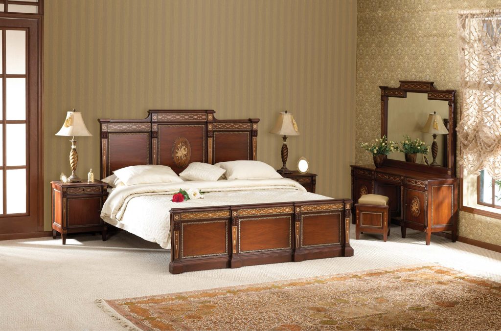 latest bed design wooden include side tables and dressing inlay sides