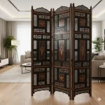 Handmade rosewood 4-panel wooden room divider partition – Haq Bahoo Furniture
