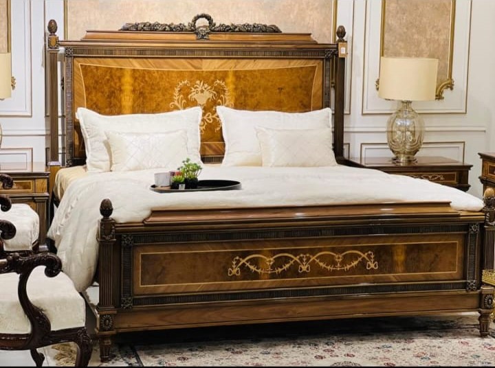 beautiful furniture design in pakistan. bed, side tables dressing