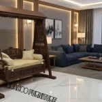 Rosewood two-seater swing jhula for home with carved sides