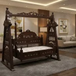 Two-seater handmade rosewood indoor swing in natural finish