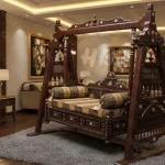 Two-seater handmade natural wood balcony jhula
