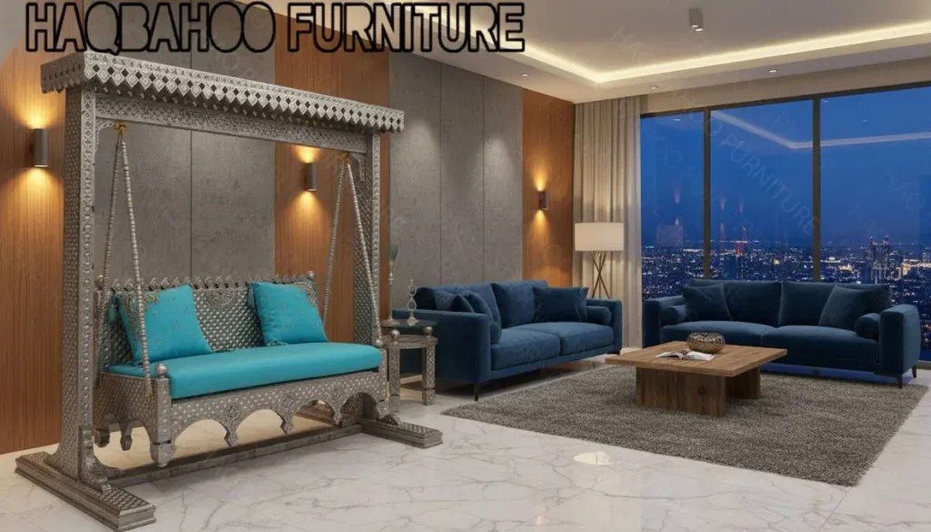 silver handmade wooden garden jhoola