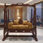 Haq Bahoo Furniture wooden swing – hand-carved rosewood outdoor playset for patio or garden