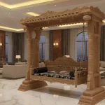 Luxury handmade swing with seat, wooden jhoola by HB Furnitures Chiniot Pakistan, fully carved and customizable
