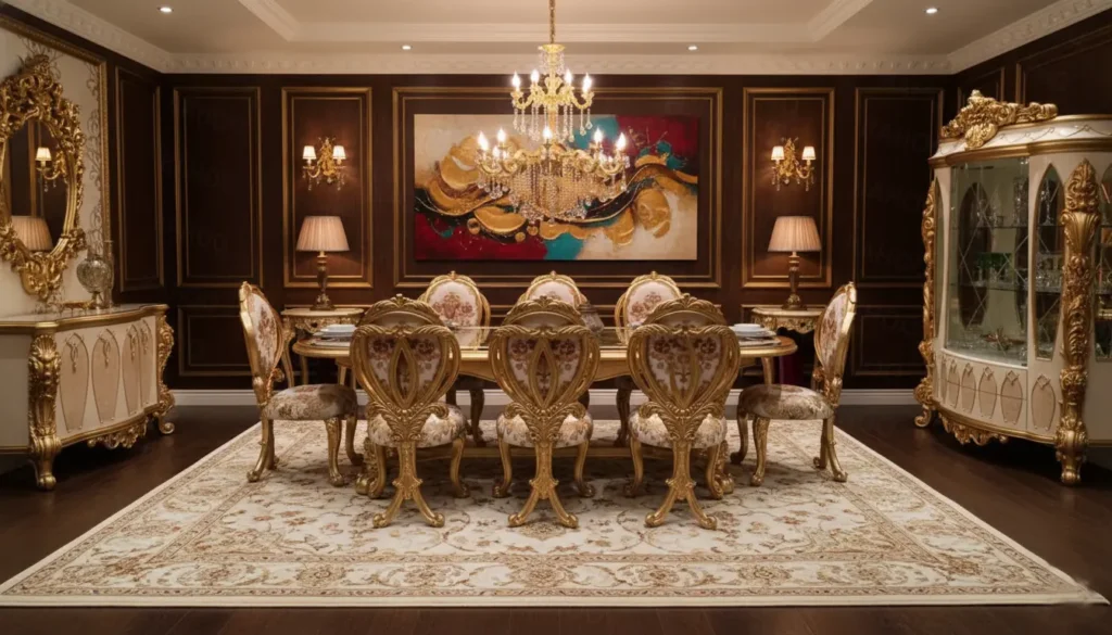 طاولة طعام فاخرة لـ 8 أشخاص مصنوعة من خشب الورد الطبيعي