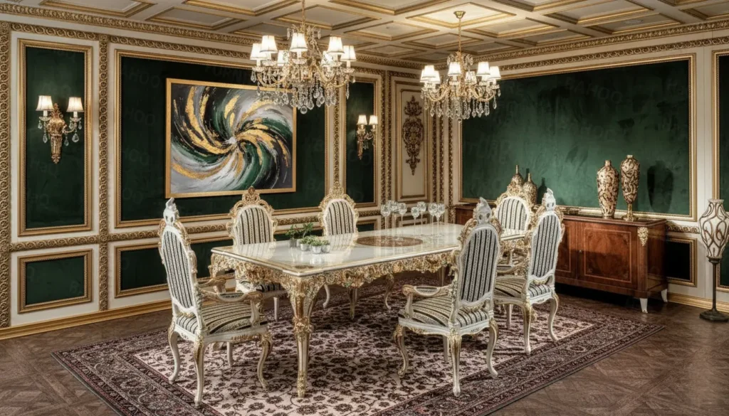 Ensemble table et chaises en bois massif de luxe – Fabrication artisanale