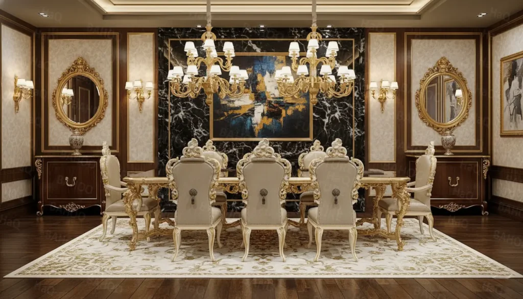 Großer Esstisch für 8 Personen als luxuriöses Esszimmer-Set