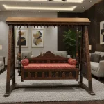 Two-seated handmade wooden swing for kids by HB Furnitures, Chinioti carved Pakistani swing