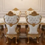 8 seater luxury dining set white pearl and golden