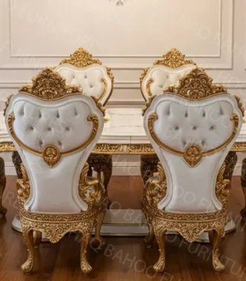8 seater luxury dining set white pearl and golden