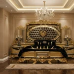 Luxury black and gold furniture package in Karachi nursery furniture market
