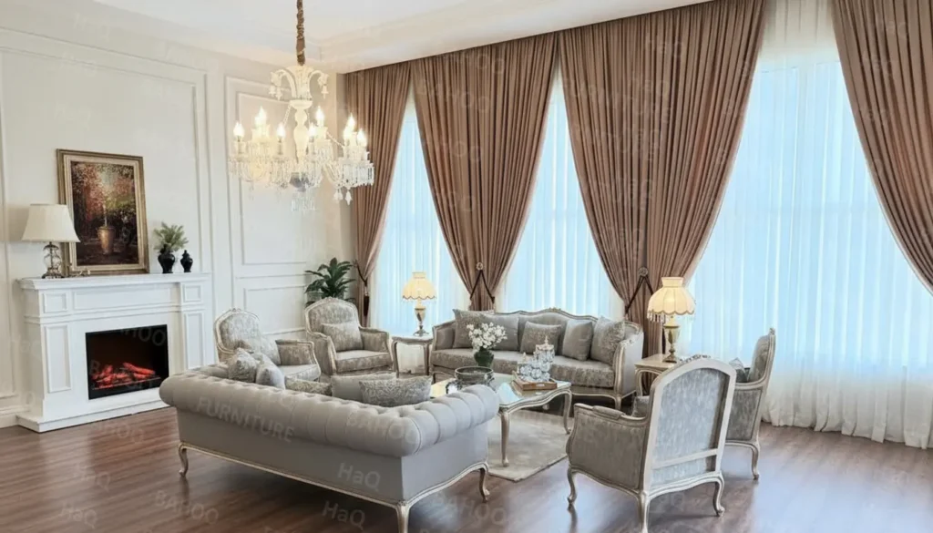 Luxury sofa set for living room 7-seater in rosewood