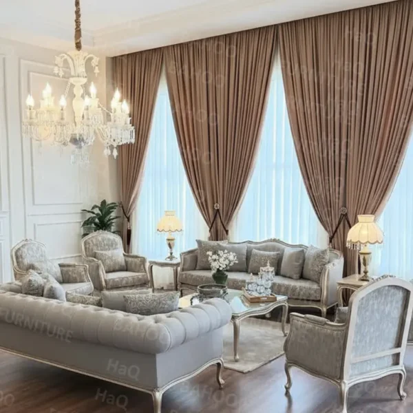 Luxury sofa set for living room 7-seater in rosewood