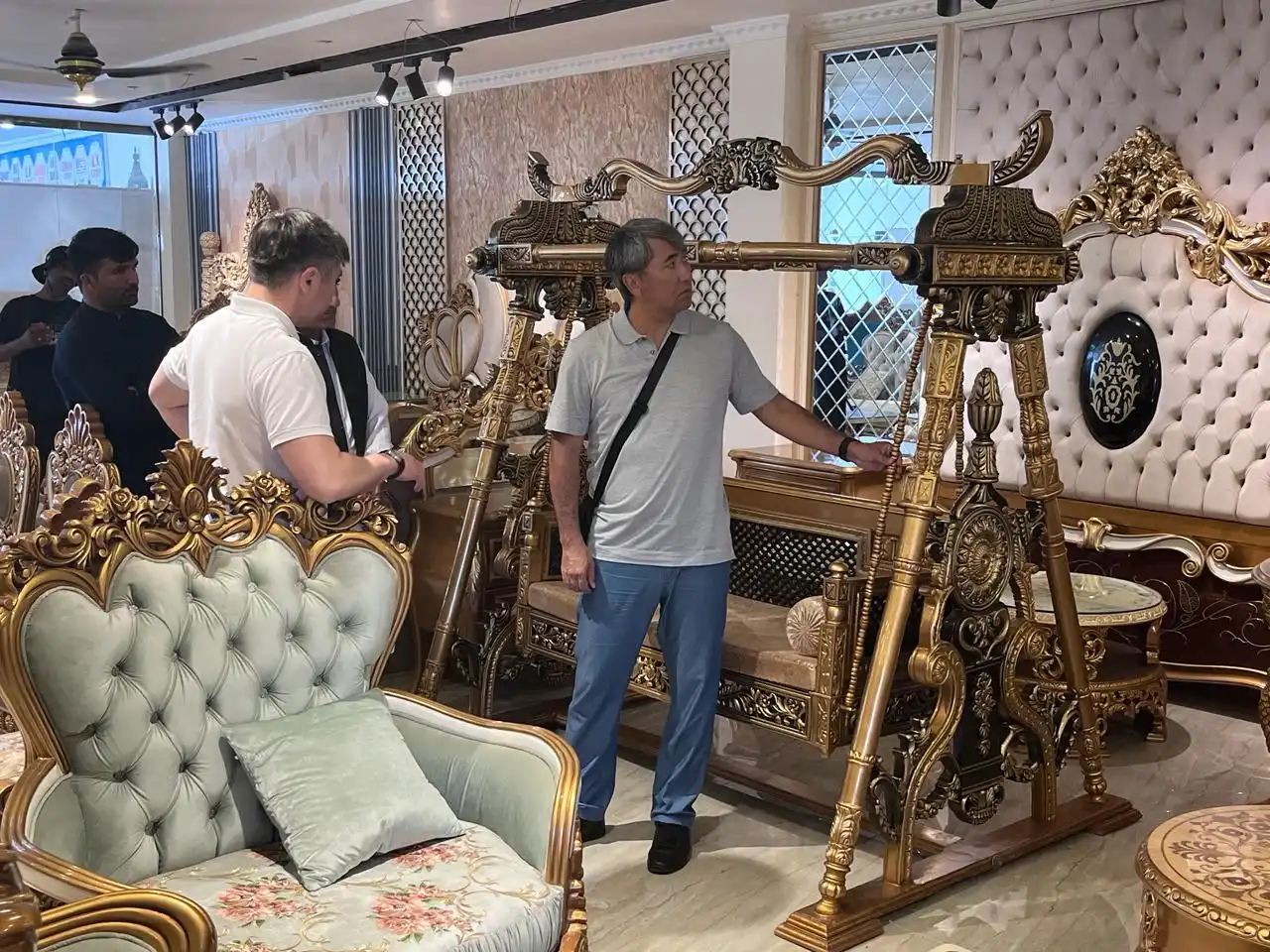 kazakhstan delegation visit haq bahoo furniture chiniot wooden swing section