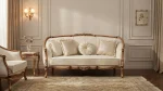 Sofa set for sale in Karachi – 7-seater hand-carved wooden sofa with ivory upholstery